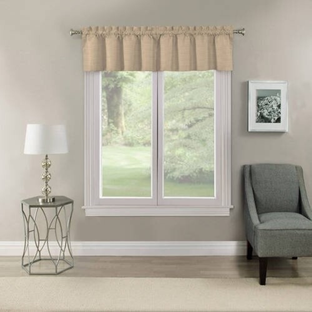 NEW Eclipse Samara Solid Latte Blackout Rod Pocket Curtain Valance 42" x 16"